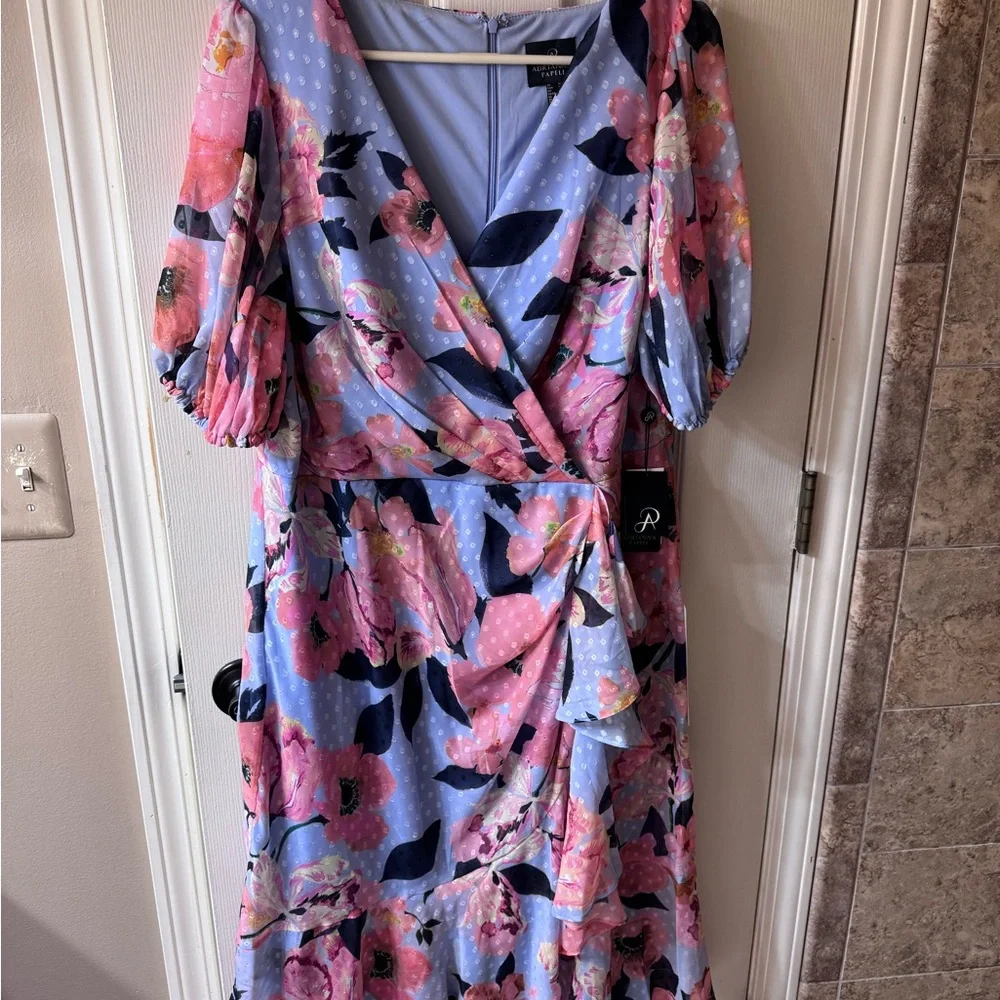 Adrianna Papell Opal Coral Chiffon Dress - Picture 7 of 7